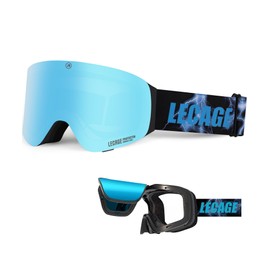 LECAGE Frameless Flip-Up Ski Goggles, with Magnetic Interchangeable Lens, Snowboard Anti Fog UV Protection, for Men Women (LH1106-C07)