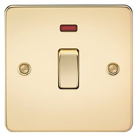 Knightsbridge FPAV8341NPB Flat Plate 20A 1G Dp Switch with Neon-Polished Brass, 230 V