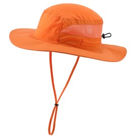 Magracy Unisex Mens Outdoor Wide Brim Sun Hat Summer Adjustable Bucket Fishing Hats UV Protection Safari Hat Foldable Orange