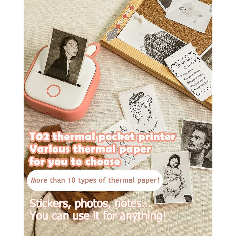 Memoqueen Mini Pocket Sticker Printer T02 Mini Pocket Thermal Printer,