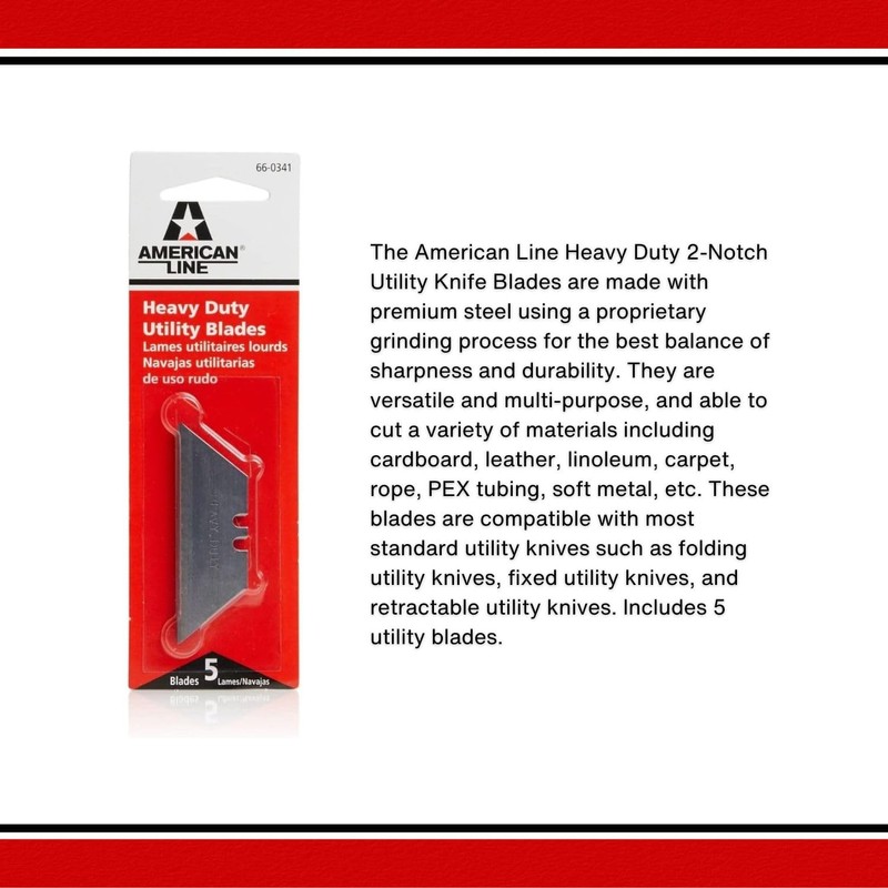 American Line Heavy Duty 2-Notch Utility Blades - 5-Pack -