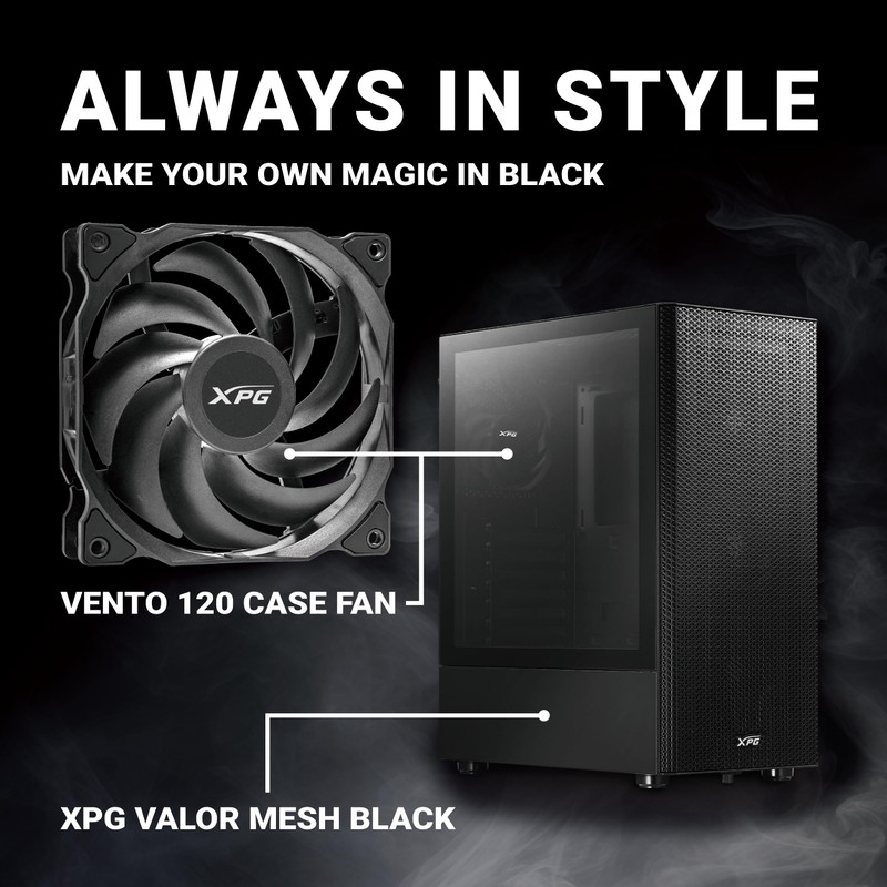 XPG VENTO120-BKCWW Ventilador para PC con Bajo Nivel de Ruido,
