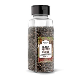 Whole Black Peppercorns, 2 Cups, Excellent Garnish, Pepper Mill & Grinder Refill, Dark Color, Robust Flavor, Premium Grade, Gluten-Free, BPA-Free & Recyclable Plastic Jar
