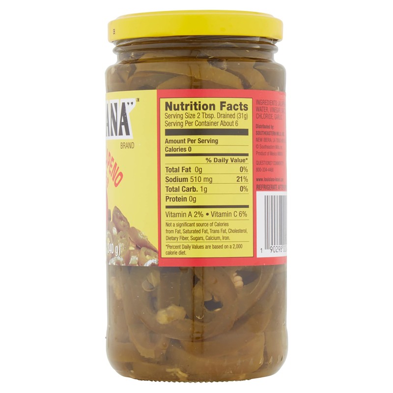 Louisiana Brand Sliced Jalapeno Peppers, 12 Ounce Glass Jar (Pack