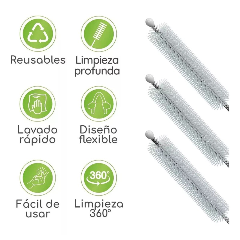 Veraly Paquete 20pz Cepillo Para Lavar Popotes Reutilizable 17 Cm
