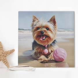 Madison Park Dog Wall Art Cute Animal Decor for Kid's Bedroom, Home Office Conversational Piece, Bathroom Decor, Gifts for Dog & Beach Lover, Baby Shower, Birthday, Hang Ready, Yorkie Canvas