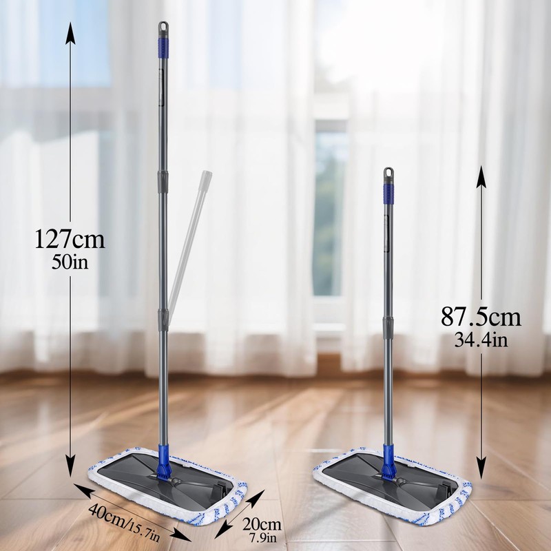 MASTERTOP Microfibre Flat Mop, Extended Wet Dry Large Floor Mop