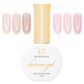 Daily Charme Charme Gel Coquette Holo Jelly Collection / 6 Colors, Holographic Jelly Soak Off UV Led Gel Nail Polish, Home DIY/Nail Salon Manicure