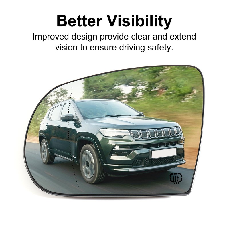 Driver Side Mirror Replacement for Jeep Compass 2017-2022 Cherokee 2014-2019