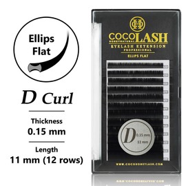COCO Honey Lash Eyelash Extensions, Ellips Flat D Curl [0.15mm], Faux Mink Individual Lash Extensions (Length: 11mm)
