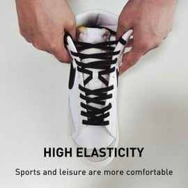 UamGlsob 2 Pairs 5/16" Flat Elastic Shoe Lace, 27"-72" Length Stretch Shoelaces Strings Replacement for High Top Sneakers (Black, 54''/140cm)