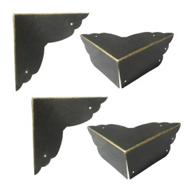 Zorveiio 4Pcs Black Metal Corner Protector,2.76''x2.76'' Box Corner Protectors,Decorative Metal Corner Guards,Antique Edge Cover with Mounting Screws