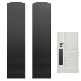 Sanbege 2 Pcs Door Scratch Protection Plate 4" x 16", Stainless Steel Push Plate, Self Adhesive Kickplate for Interior, Exterior Doors (Brushed Black)
