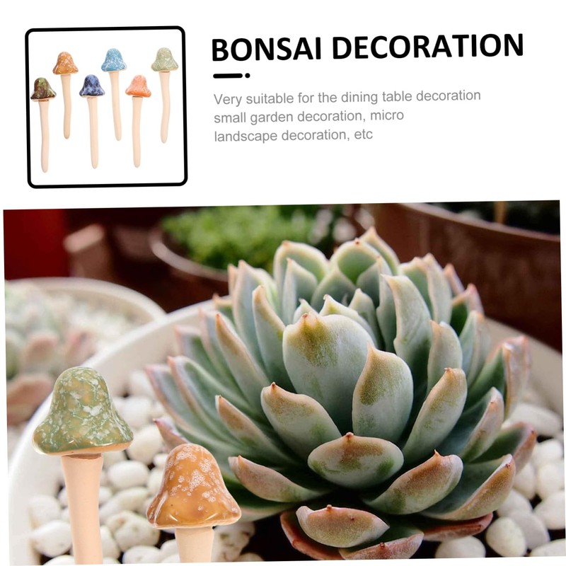 CAXUSD Tiny Mushroom Figurines in Ceramic 6pcs Garden Miniature Adornment