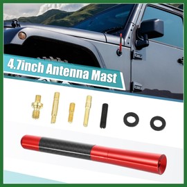 Motoforti 1 Set 12cm 4.7 Inch Universal Car AM FM Radio Signal Antenna Mast for for Jeep for Dodge for Ram for Ford for Toyota Carbon Fiber Pattern Red Long-Lasting