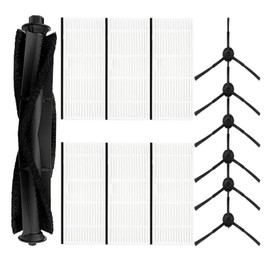 Brush Filter Replacement Parts for HONITURE Q6 Pro/Laresar L6 Pro/Airrobo T10+ / Ultenic T10 Robot Vacuum Accessories 1 Main Brush 6 L Side Brush 6 Filter