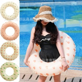 Thick Tube Retro Striped Kids' Swimming Ring, Internet Celebrity Style lf1997 60+ Retro Swimming Ring - Cactus 5ea