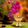Shubhkart Engraved Floral Brass Oil Lamp/ Burner/ Diya