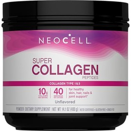 NeoCell Super Collagen Peptides, 10g Collagen Peptides per Serving, Gluten Free, Keto Friendly, Non-GMO, Grass Fed, Healthy Hair, Skin, Nails and Joints, Unflavored Powder, 14.1 oz., 1 Canister