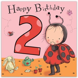 Twizler 2nd Birthday Card For Girl with Ladybird – Age 2 Birthday Card – Age 2 Card – Age 2 Girls Gifts – Childrens Birthday Card – Girls Birthday Card – Happy Birthday Card