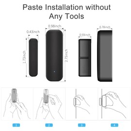 WiFi Door and Window Sensor for Home Security, 1 Pack, Smart App Notifications, No Batteries Included, Black