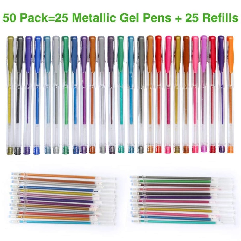 Shuttle Art 50-Piece Metallic Gel Pen Set with 25 Colour