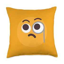 Emoticon Face with Monocle Throw Pillow