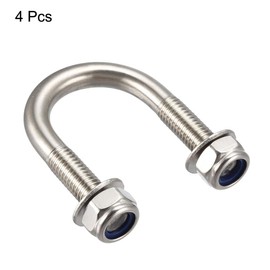 sourcing map Pack of 4 U-bolt U-bolts, U-bolts, M8, 25 mm, inner width 52 mm, length 304 stainless steel with nuts washers