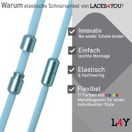 Run out sports Elastic Laces With Metal Fastener, No Bow, Elastic, Without Tying, Quick Lock With Metal Capsule - Blue -