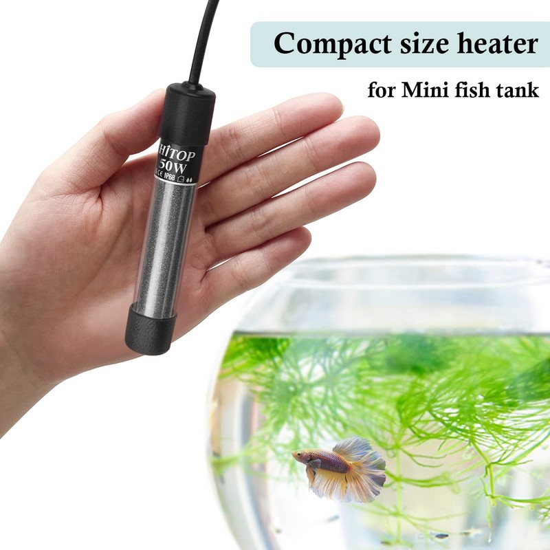 HITOP Mini Submersible Aquarium Heater - 50W Digital Heater for