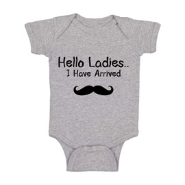 Hello Ladies I Have Arrived - Funny Baby Essentials Bodysuit - Newborn Boy Clothes Baby Romper (6 Months, Sports Grey)