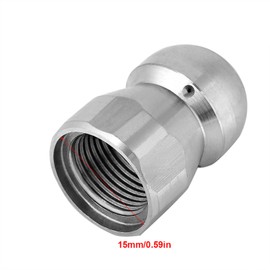 Sewer Nozzle 3/8 Jetter Nozzle Stainless Steel Drain Jetting Nozzle High Pressure Washer Drain Hose Sewer Pipe Jetter Nozzle, Thread Inner Diameter: 15mm/0.59in
