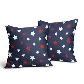 aportt Navy Blue 4th of July Throw Pillow Covers 18X18 Inches Set of 2 Patriotic American Red Stars Pillow Cases Independence Day Pillow Cover Home Decor for Memorial Day Room Bed Couch Porch Outdoor