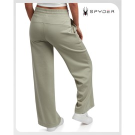 Spyder Women's Wide Leg Pants - Cozy Harmony Soft Scuba Double Knit Casual Sweatpants with Drawstring Waistband (Sizes: S-XL), Size X-Large, Light Olive