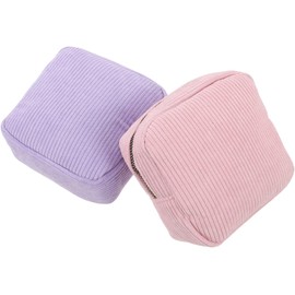 STAHAD Bolsa de Almacenamiento para Toallas Sanitarias 2 Piezas, de Tela, Tamaño Pequeño 12.4x12.4 Cm, Colores Morado y Rosa, Portátil para Adolescentes y Mujeres, Adecuado