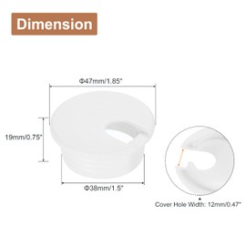 sourcing map Cable Hole Cover, 2Pcs 38mm/1-1/2inch ABS Desk Cable Wire Cord Grommet Hole Cover for Office Computer Desk Wire Organizer, White