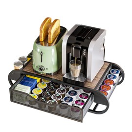 Coffee Pod K Cups Holder Organizer with Drawer On Counter For Coffee Station Bar Storage Desk Oganization