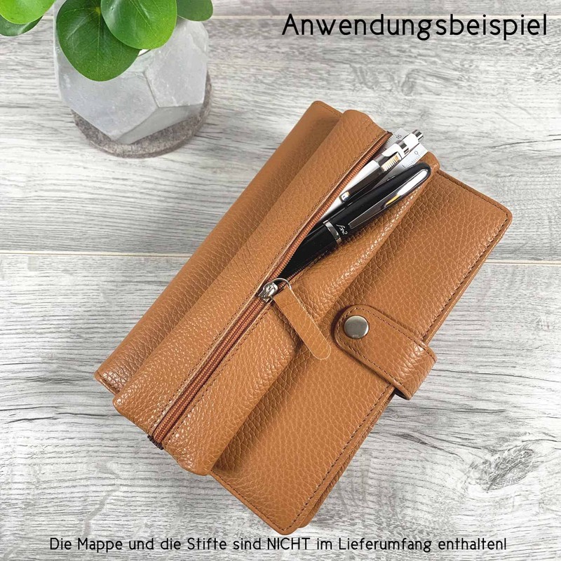 SinnWunder® Real Leather Pencil Case with Elastic Band for Ring