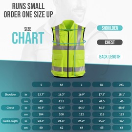 Cooling Safety Vest for Men & Women – Hi-Vis Reflective Fan Vest with Battery, Ideal for Construction & Outdoor Work. Size/Small – Shoulder 18.1” – Chest 48.4” – Back Length 26”