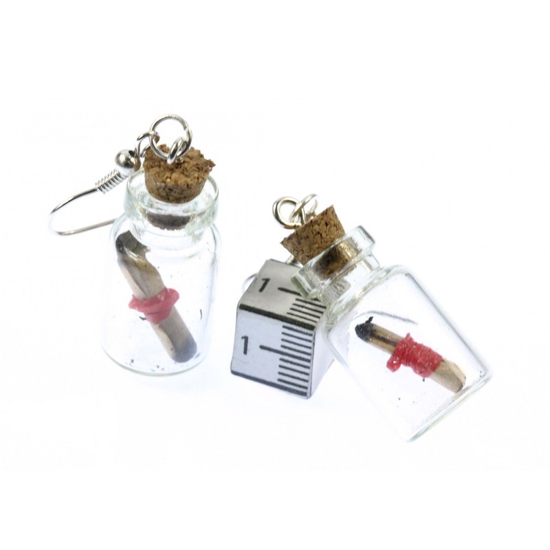 Miniblings Earrings Valentine Message Bottle Post Your Own Hangers Glas
