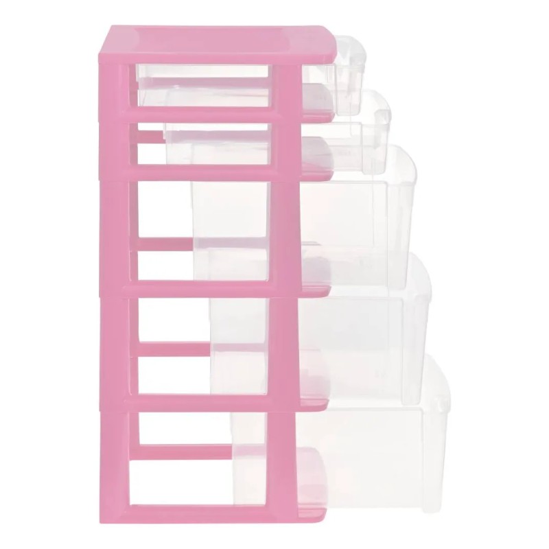 Cajonera De Plástico Italhome Fox 5 Organizador Multiusos Rosa