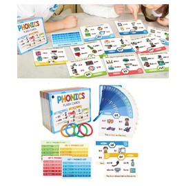 Perfeclan Phonics Flash Cards Word Builder Games,Home School Supplies,Educational Toy Letter Sound for Elementary Kids Preschool Gifts