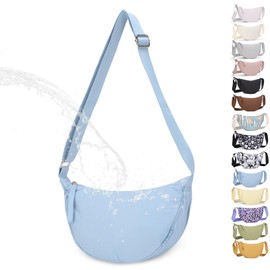 BESMART Small Nylon Crossbody Bag for Women Men Trendy, Waterproof Crescent Bag, Lightweight Travel Sling Purses Belt Bags (Blue)