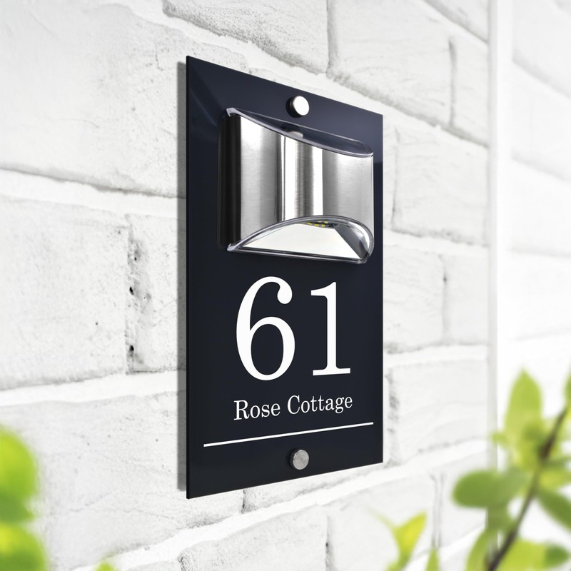 Custom Signs Solar Illuminated Modern Anthracite House Number Sign 24cm