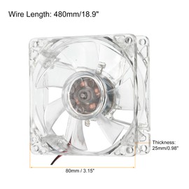 sourcing map Clear Computer Case Fan 1800RPM 80mm 4 Pin Multicolor Light LED Silent Cooling Fan 4 LED 12V for Desktop Computer Radiators with 4 Screws