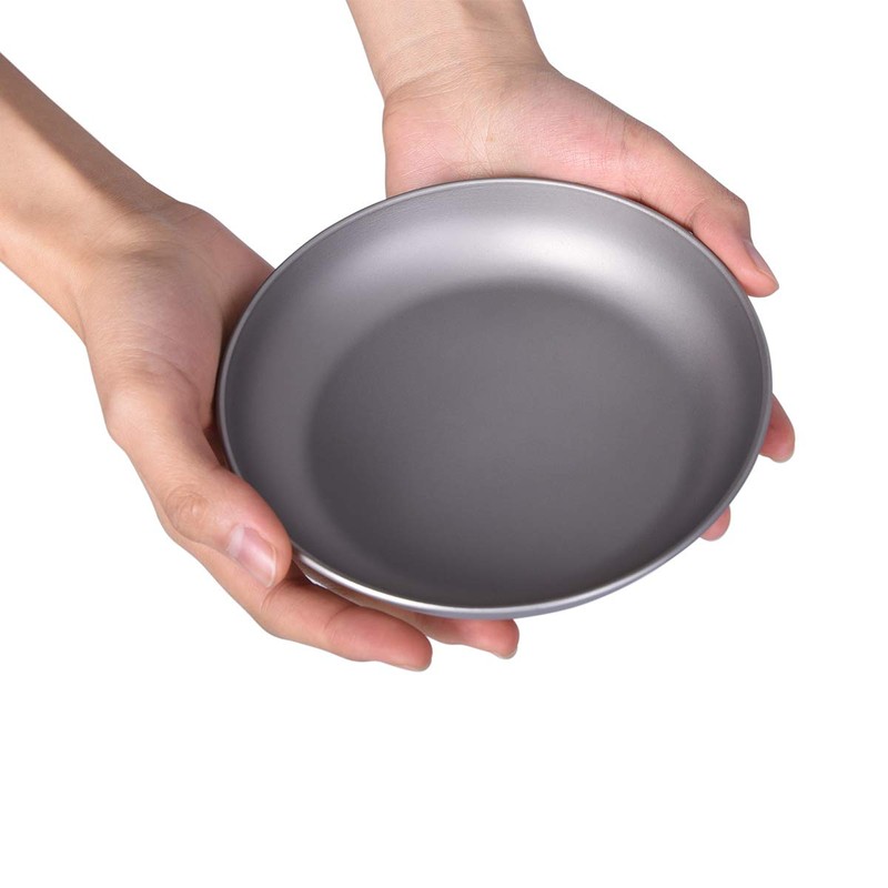 Boundless Voyage Ultralight Titanium Pan Dish Plate with Carry Mesh