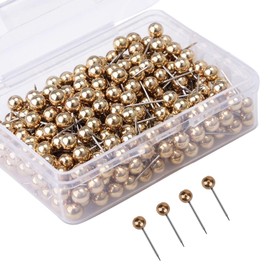 200 x World Map Push Pins Pin Pins Map Pins Pin Board Pins Steel Tip Head Pins for Crafts (Dark Gold)