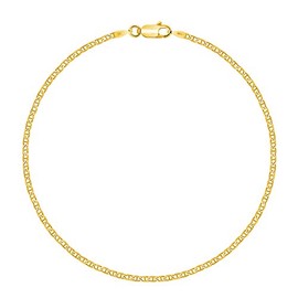 PLANETYS - Mariner Ankle Chain Anklet 925 Sterling Silver 18K Gold-Plated - 1.8 mm Width, Sterling silver, yellow gold, silver