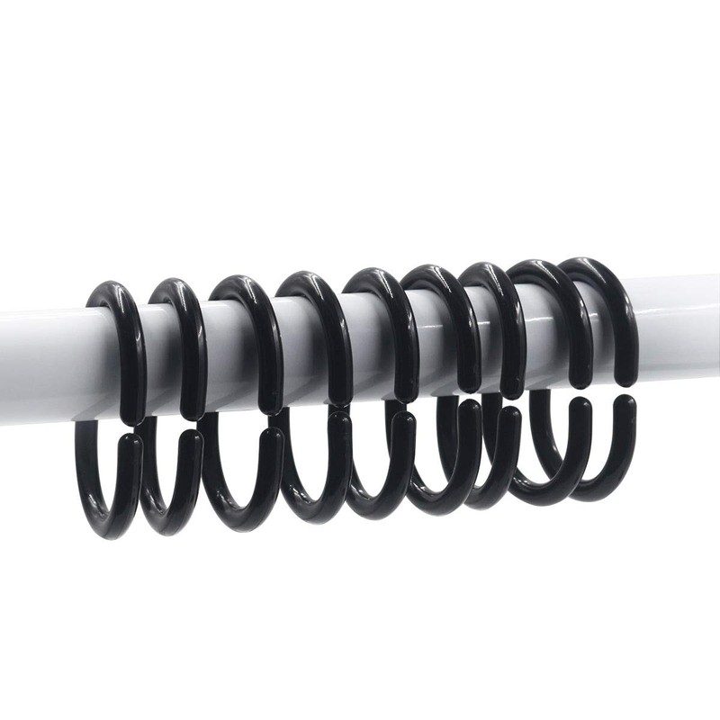 Black Shower Curtain Hooks, 24pcs Plastic Shower Curtain Rings, C