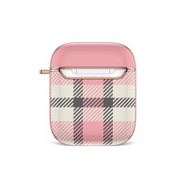 POCKT Compatible with AirPods Case Cover with Keychain Hard Skin Cases Compatible with AirPods Charging Case | Pink Plaid